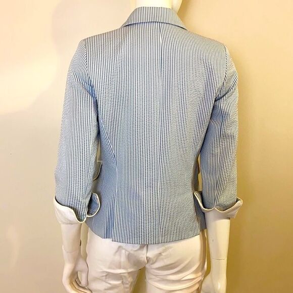 Pink Tartan Blue and White Seersucker Blazer  Jacket Size 2 EUC Summer c… - Picture 3 of 10
